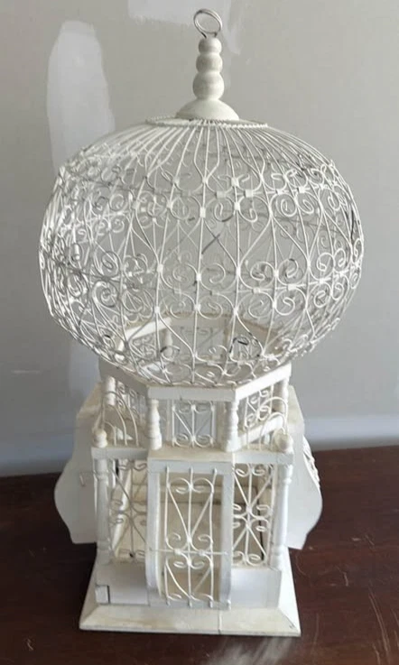 ANTIQUE LARGE DOME 4 SIDED 16" HOT AIR BALLOON VICTORIAN BIRD CAGE MADE IN INDIA