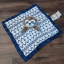 Cloud Island Brown Sloth Lovey Plush Blue Satin Baby Security Blanket Toy Target