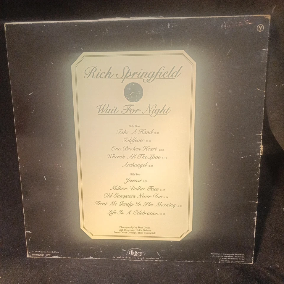 Vinyle Rick Springfield Wait For Night Chelsea Records Corp 1976 TBE. - Photo 2/4