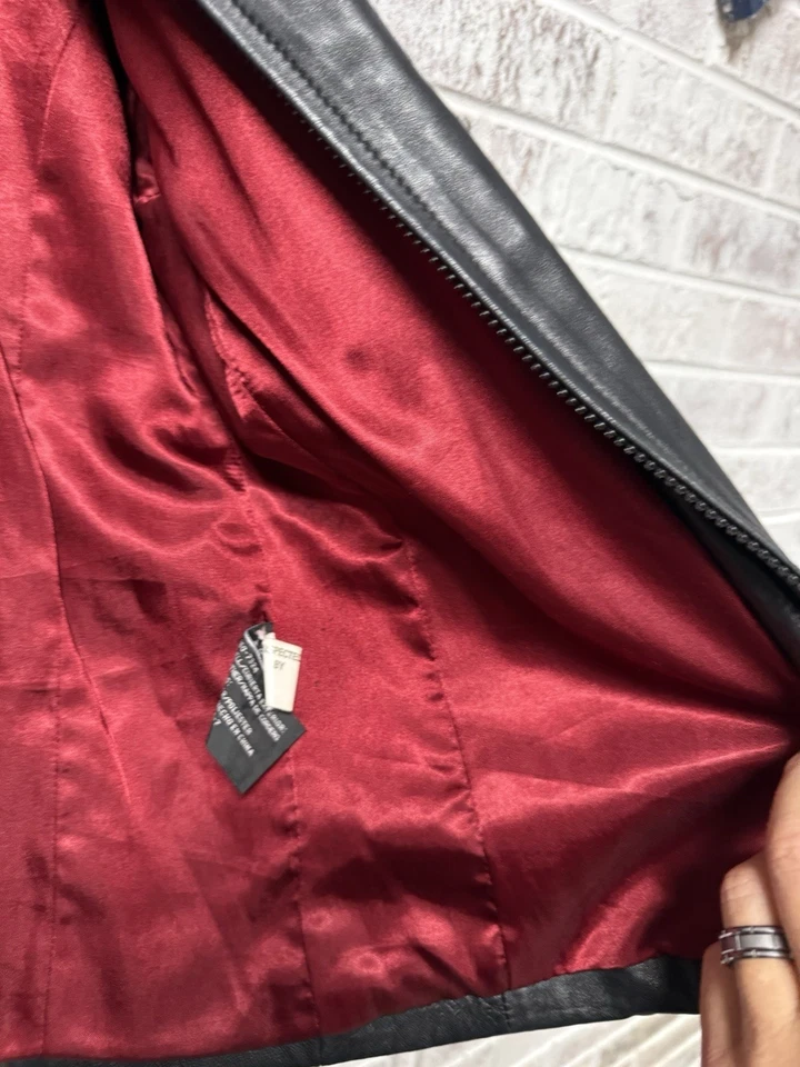 Chaqueta de Colección Worthington Completamente Forrada de Cuero Negro para Mujer con Cremallera Talla S Foto 4 de 4