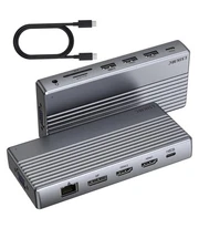 USB C Docking Station 13-in-1 for Windows, 4 Monitors, Dual HDMI, 100W PD