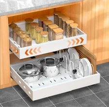 Pull Out Cabinet Organizer, Expandable Pull-out Home Organizers with 4 Dividers