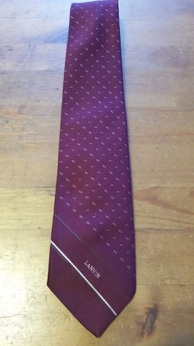 Authentic, Vintage, Lanvin, Burgundy, Print, Skinny, Neck Tie (59") - Picture 3 of 5
