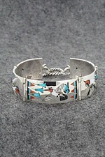 Multi-Stone & Sterling Silver Link Bracelet -  Quintin Quam Sr.