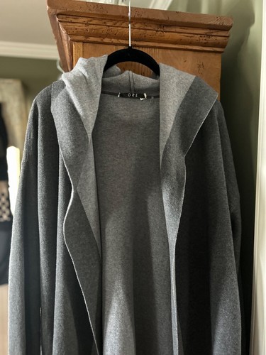 OST Cotone Misto Cashmere Blocco Colore Aperto Frontale Coatagan Tasche con Cappuccio Taglia XL - Foto 2 di 7