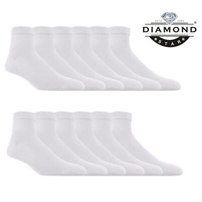 12 Pairs Men's Plain Sports Athletic Thick Cotton Socks Ankle Low Cut Size 9-13