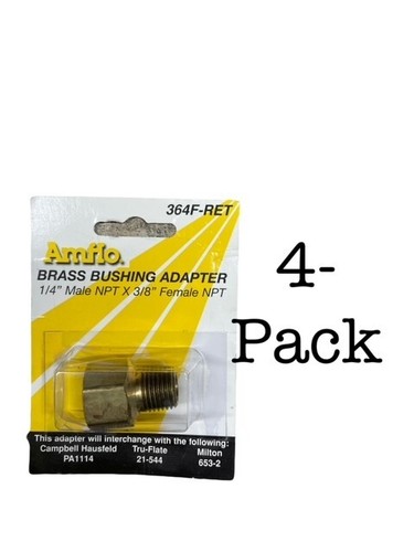 Amflo Brass Bushing Adaptor 1/4" Male NPT X 3/8" Female NPT 4-Pack