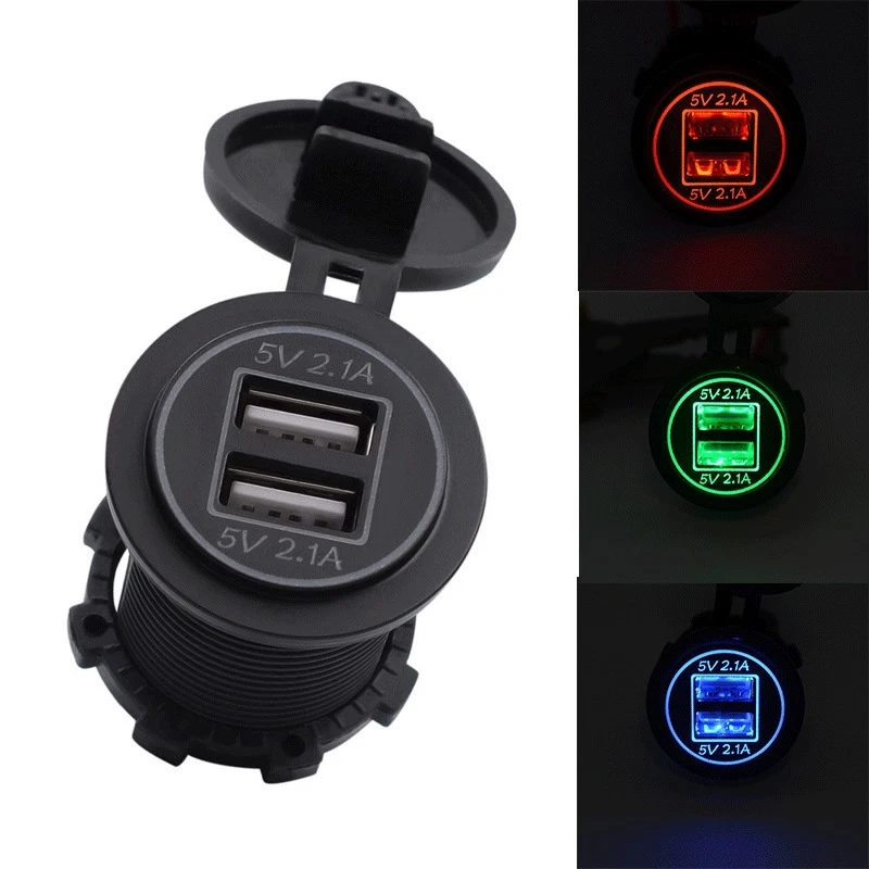 Cargador USB de cigarrillo de coche de 12 V enchufe de encendedor de 2 vías enchufe adaptador de alimentación de doble puerto - Imagen 2 de 4