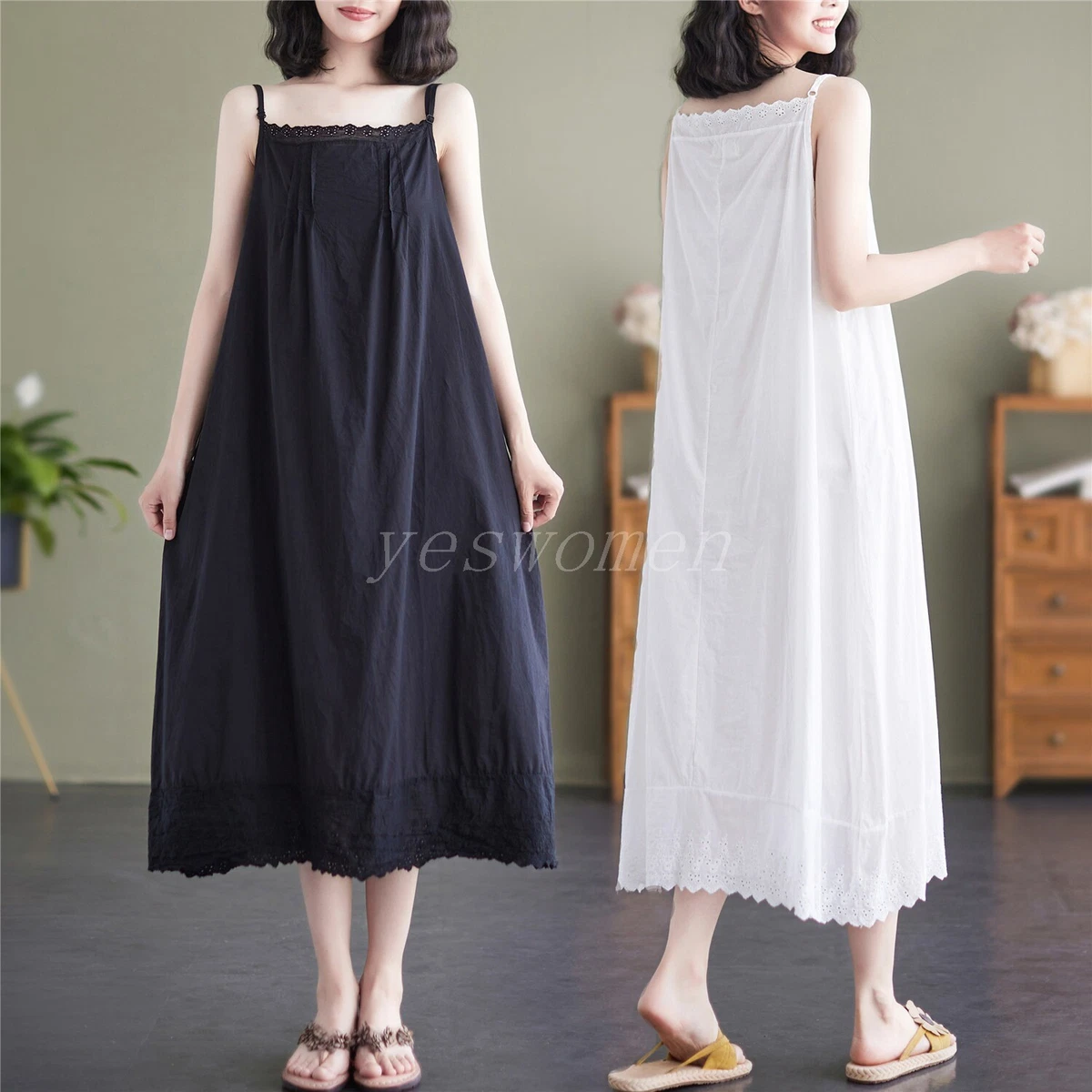 Cotton cami best sale slip dress