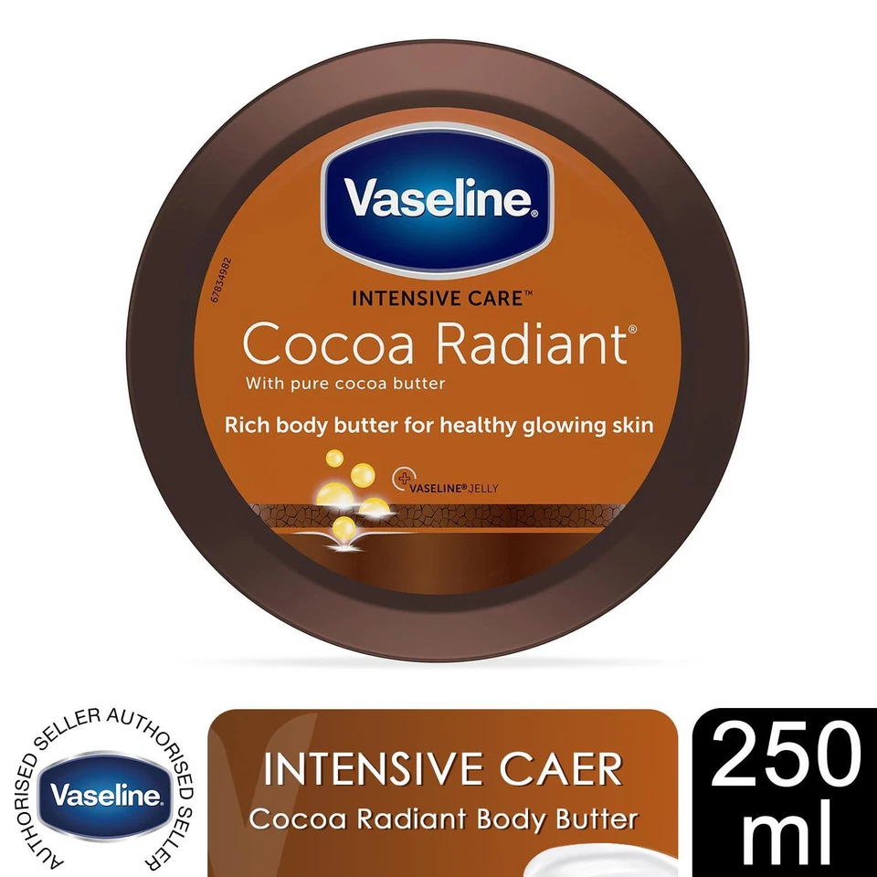 Vaseline Jelly Intensive Care Cocoa Radiant 250ml, Select Your Pack Size