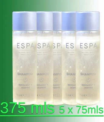 Shampoo ESPA Bergamot and Jasmine 375mls 5 x 75mls Bottles New