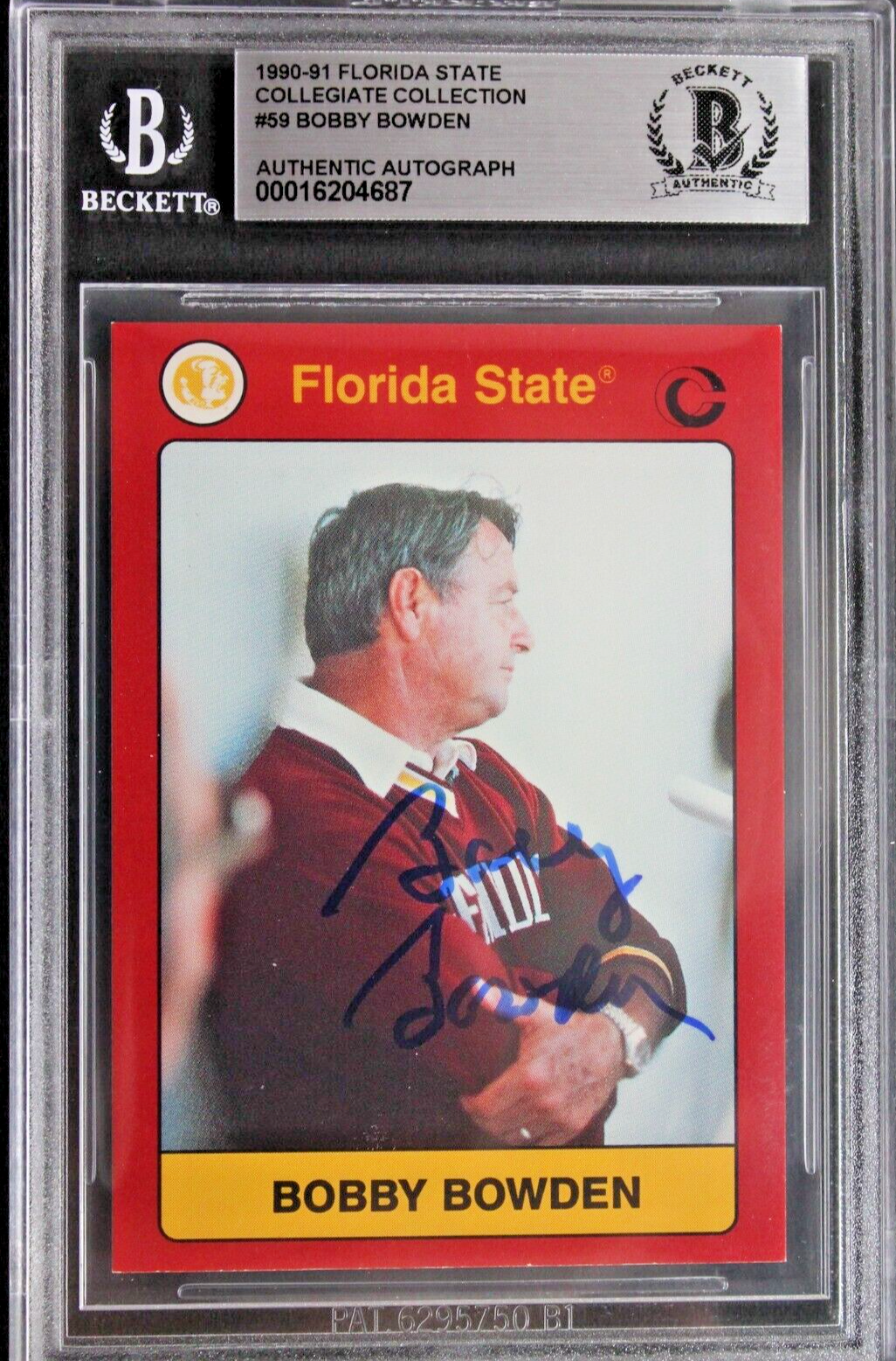 Bobby Bowden Autographed Signed Florida State Seminoles (d.2021) 1990 Collegiate Card #59 FLORIDA STATE BAS 