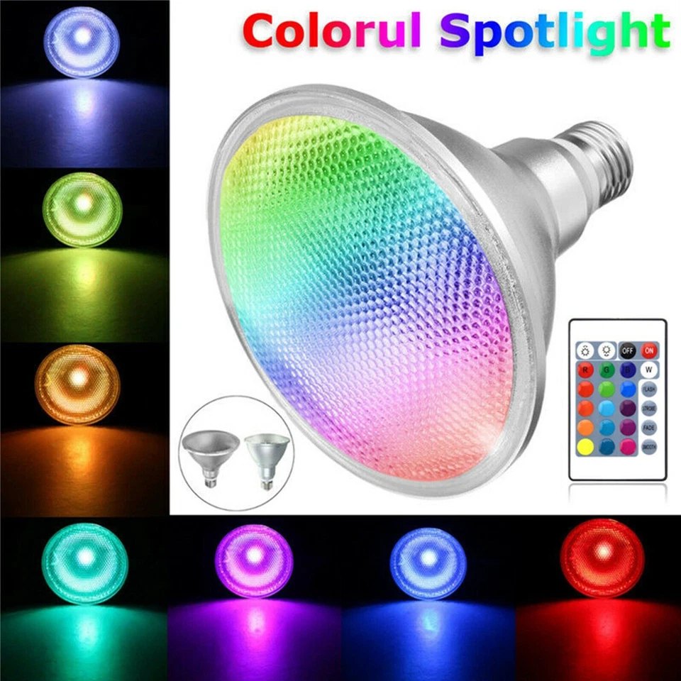 Waterproof Par 30 38 RGB E27 LED Spotlights Bulb 220V 15W 25W Light Lamps Bright - Image 2 of 4