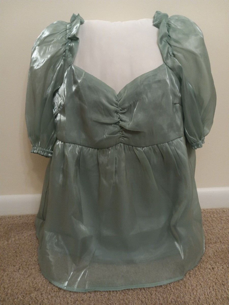 altar'd state emerald green dress Altar d puffy sleeve, light size M top altar'd state blue dress