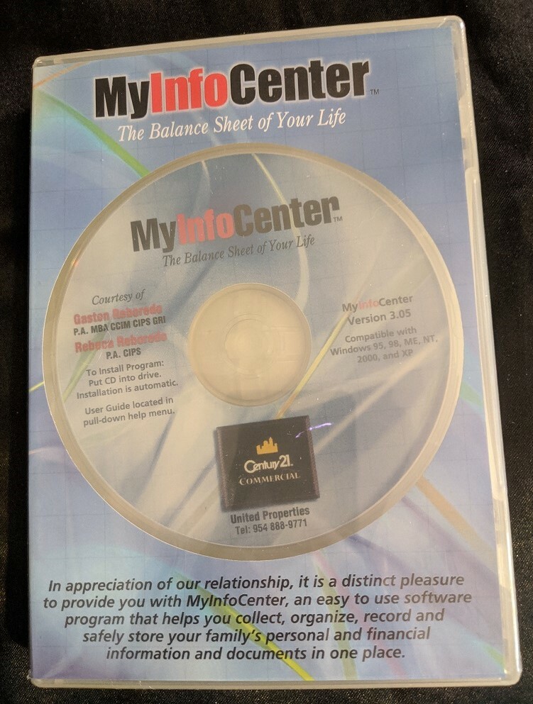 MY INFO CENTER the balance sheet of your life (CD-ROM) New Sealed 