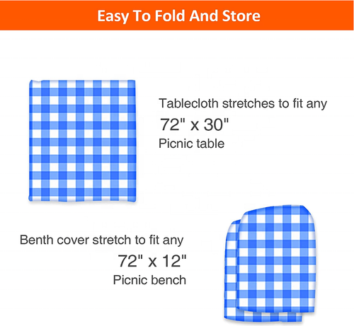 Picnic Table and Bench Fitted Tablecloth Cover, 3 Pack Set,Vinyl Tablecloth - Picture 2 of 7