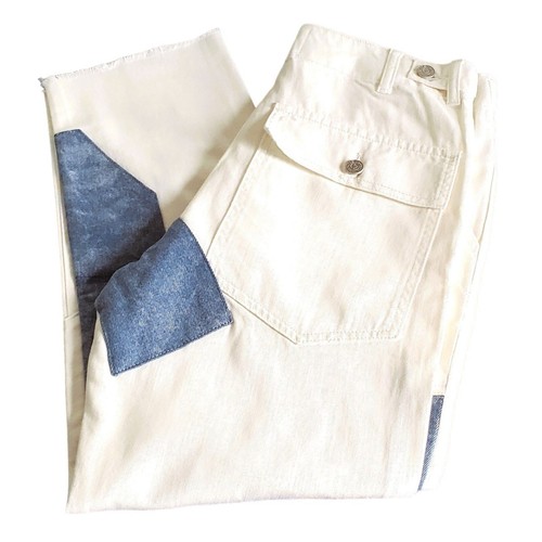 Free People x Sandrine Rose Jeans Pants Denim White Patchwork Crop Ankle Sz 28 - Picture 3 of 8