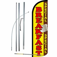 Breakfast Special Flag Flutter Feather Banner Swooper Extra Wide Windless Bundle
