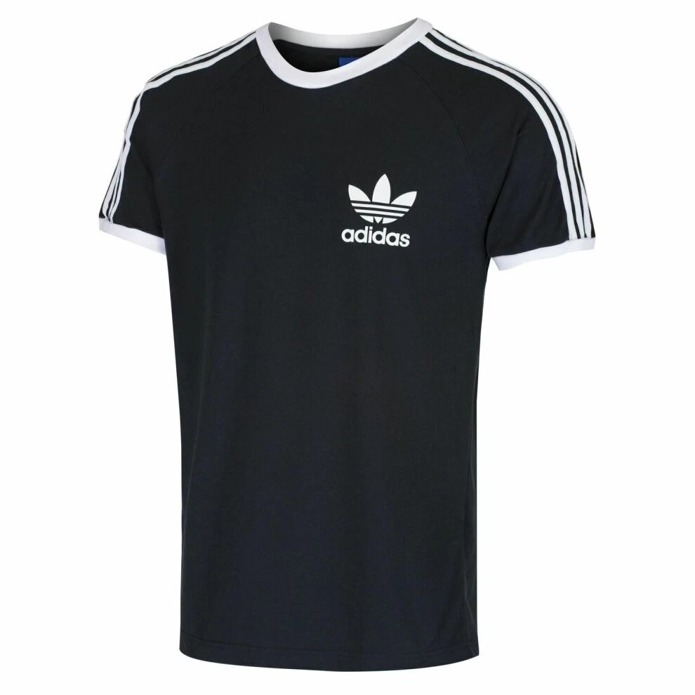 Adidas Men's T-Shirt Raglan Retro Crew Neck Short Sleeve 100% Cotton Black