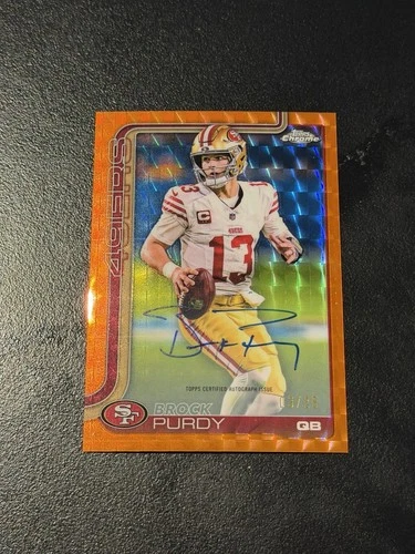 2025 Topps Chrome Brock Purdy Auto Orange Geometric Refractor #/25 49ers