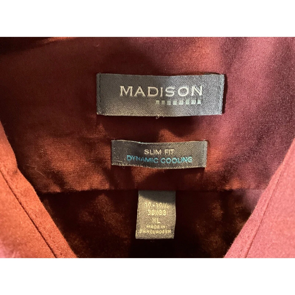 Top de vestir borgoña para hombre XL - Madison, enfriamiento dinámico, ajuste ceñido, abotonado Foto 2 de 4