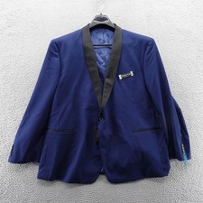 J Ferrar Mens Blue Tuxedo Dinner Jacket 56 BGLG Stretch Shawl Blazer NEW 200