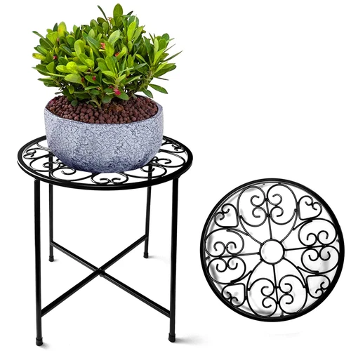 Metal Plant Stand Flower Pot Holder Home Garden Indoor Outdoor 15"tall Round - Picture 1 of 8