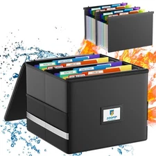 Fireproof File Box with Hanging File Folders,Accordion Pockets,Hanging File O...
