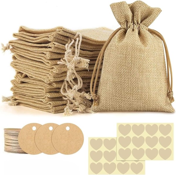 Finevernek 24 StüCk Jute-GeschenktüTen Mit Kordelzug, JutesäCkchen Kleine, Sä-image