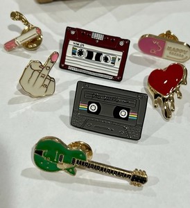 1990s Vintage Rocker Bad Girl Enamel Pins. w/Backs. Lot of 7.  Brand New