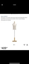 Mannequin Torso Body, Adjustable Wood Stand Base for Sewing Dressmakers