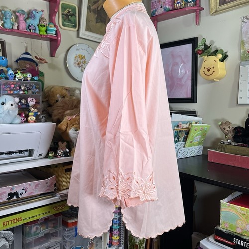 Blusa túnica bordada floral vintage años 70 boho rosa cuello mandarín Caro Honolulu - Imagen 4 de 8