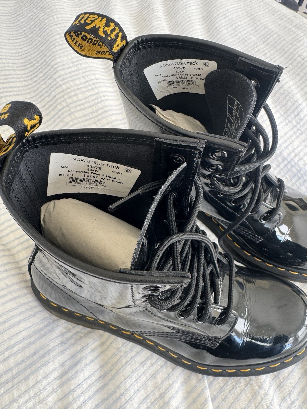 Dr. Doc Martens 1460 Women's Boot, Size 8 - Black Patent Lamper Leather Shiny thumbnail 4