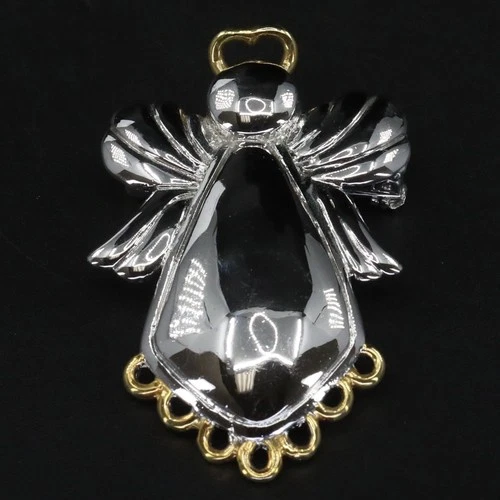VTG Sterling Silver - Guardian Angel Heart Halo Brooch Pin Pendant - 12g