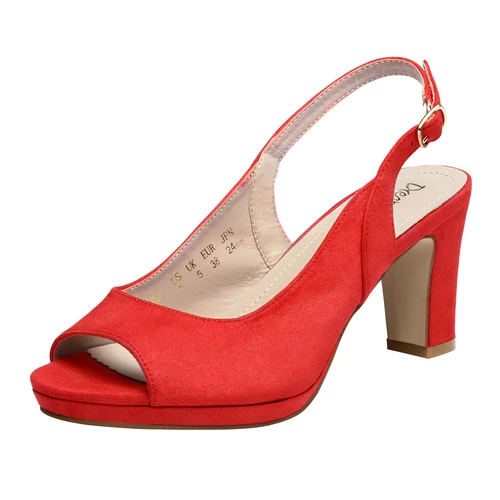 Women Low Chunky Heel Sandals Peep Toe Slingback Platform Dress Pump Shoes - Picture 17 of 26