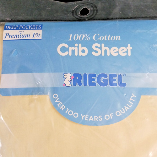 Vintage Cotton Fitted Crib Sheet Riegel 28"x 52" Yellow Vintage NOS - Picture 4 of 15
