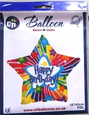 CTi Helium Foil Balloon 18" Happy Birthday Star Shape 814182