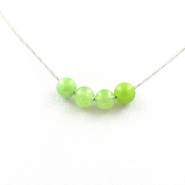 Edelsteine Und Mineralien. Halskette 4 Perlen Peridot 8 Mm Kette Aus Edelstahl.-image