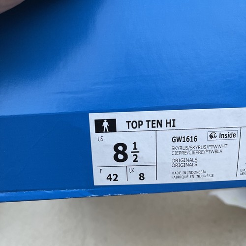 adidas Top Ten Hi Shoes Sky Rush Blue White GW1616 Men's 8.5 NEW - Picture 6 of 7