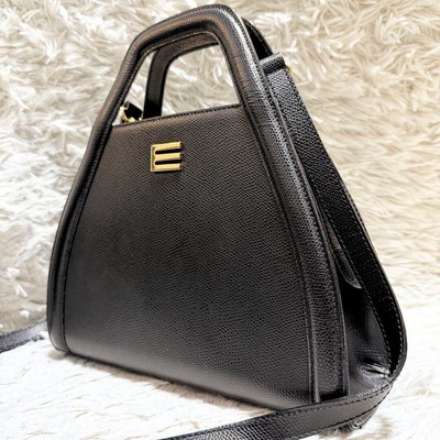 ETRO 2way Shoulder Bag Handbag Leather Black