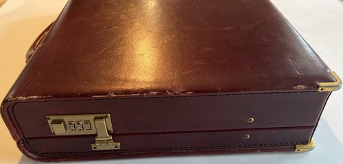 Tumi burgunderrote rote Echtleder hart schmale Aktentasche Attache Vintage - Bild 9 von 13