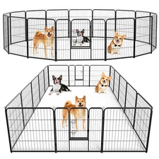 ZUNMOS Foldable Metal Pet Dog Playpen with Door 16 Panels 24 Inches High