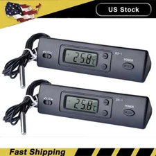2Pcs Car Auto In-Outdoor Thermometer W/Sensor For Auto A/C Digital LCD Display