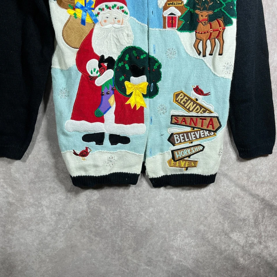 The Quacker Factory Cardigan Sweater Womens Size XS Blue Knit Christmas Holiday - Image 3 of 4