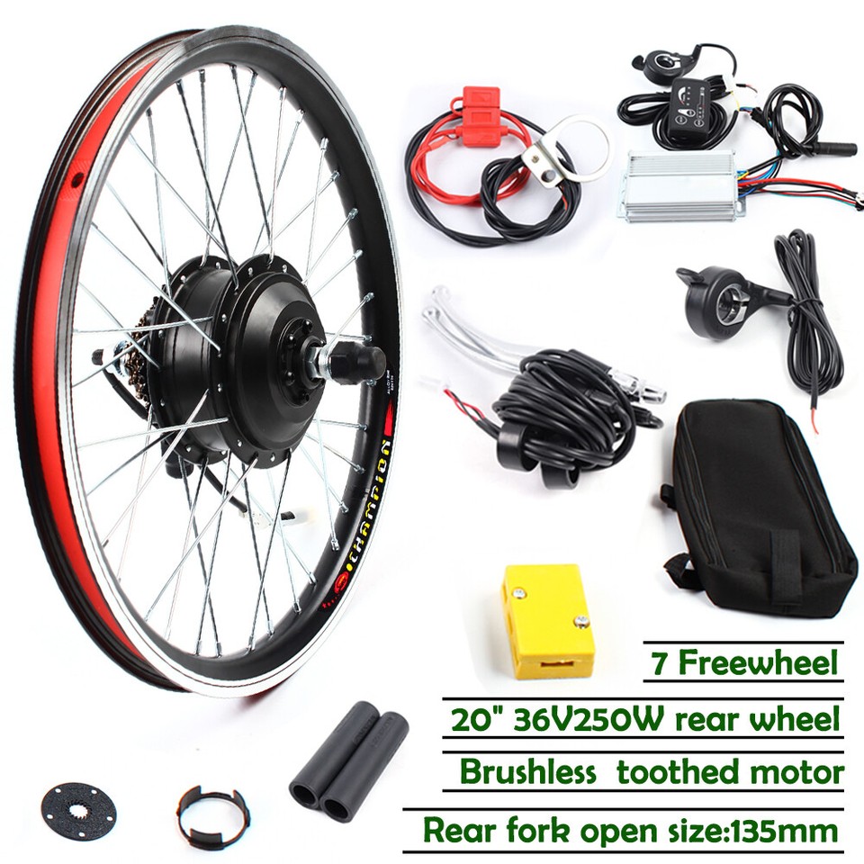 20" Rear Wheel Electric Bicycle Motor Kit EBike Cycling Hub Conversion