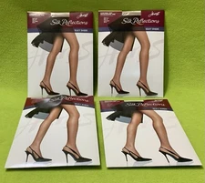 Lot of 4 Hanes Pantyhose Silk Reflections Control Top Reinforced Toe 718 EF