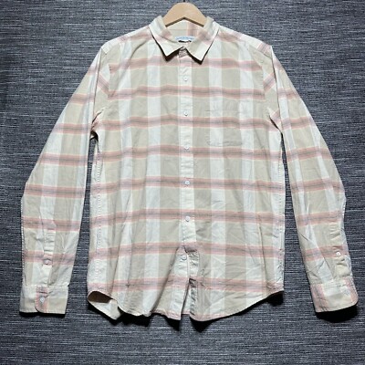 Outerknown Button Up Shirt Men's M Khaki Brown Plaid Long Sleeve