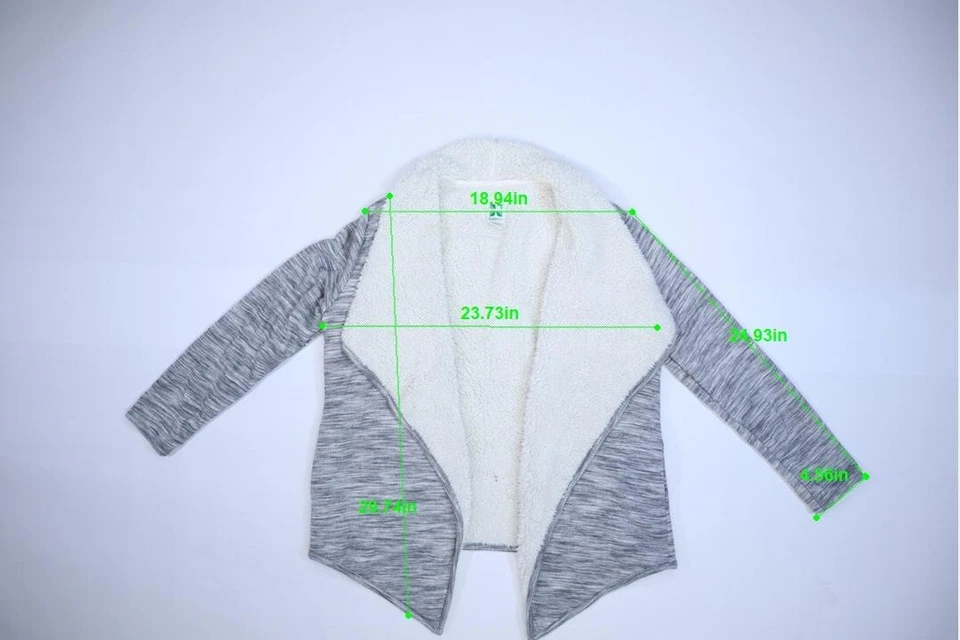 Suéter de mujer Green Tea gris a rayas manga larga forrado sherpa frente abierto XXL Foto 2 de 4