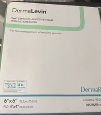 Foam Dressing DermaLevin 6 X 6 Inch Square Adhesive with Border Sterile 10 Count