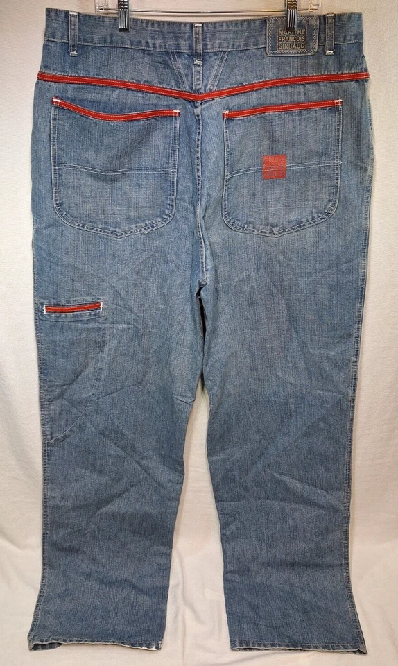 Jeans Vintage Marithe Francois Girbaud Para Hombres 40Mx34 Jean Taped Rojo Denim Sueltos Foto 2 de 4